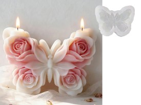 Molde silicona mariposa decorada con rosas 